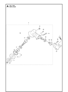 Bevel Gear Diagram and Parts List for 20060100001-Current Husqvarna Brush Cutter