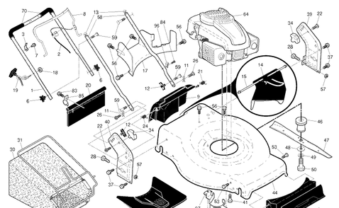 Engine Diagram and Parts List for HD600L  Husqvarna Lawn Mower