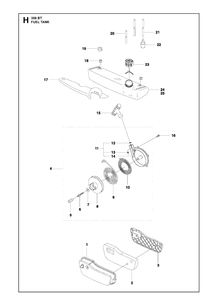 Fuel Tank Diagram and Parts List for  Husqvarna Leaf Blower / Vacuum