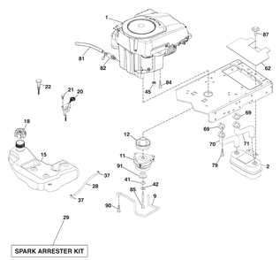 Engine Diagram and Parts List for (96043006100)(2009-04) Husqvarna Lawn Mower