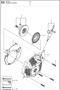 Starter Diagram and Parts List for  Husqvarna Chainsaw