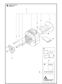 Muffler Diagram and Parts List for 592 XP-G Husqvarna Chainsaw