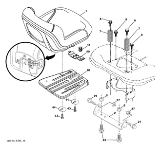 Seat Diagram and Parts List for (96048010200)(2021-7) Husqvarna Lawn Tractor