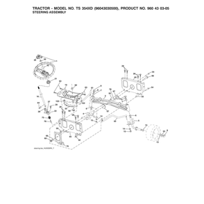 Steering Assy Diagram and Parts List for  Husqvarna Lawn Tractor
