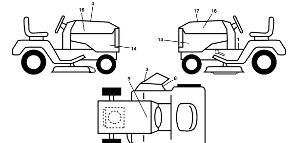 Decals Diagram and Parts List for (96043006100)(2009-04) Husqvarna Lawn Mower