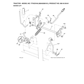 Mower Lift Diagram and Parts List for  Husqvarna Lawn Tractor
