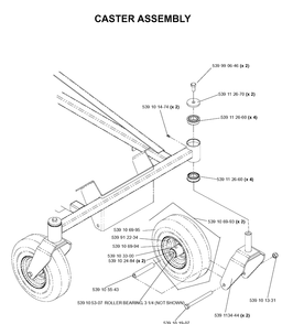 Casters Diagram and Parts List for (968999374)(2006-02) Husqvarna Lawn Mower