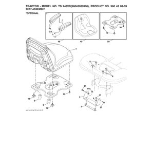 Seat Assy Diagram and Parts List for  Husqvarna Lawn Tractor