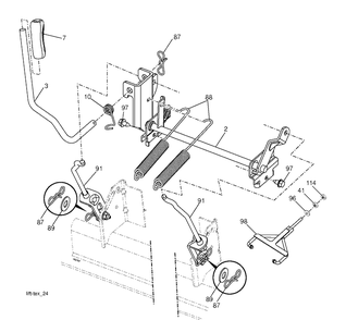 Mower Lift Lever Diagram and Parts List for (96043026200)(2017-11) Husqvarna Lawn Tractor