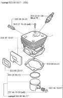 Page J Diagram and Parts List for 2001-09 Husqvarna Chainsaw