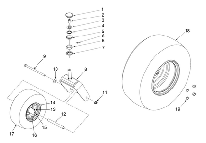 Wheels and Tires Diagram and Parts List for (970497202-00)(2020-10) Husqvarna Lawn Tractor