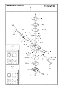 Carburetor 1 Diagram and Parts List for 20010100001-Current Husqvarna Edger