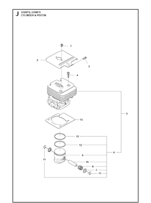 Cylinder Piston Diagram and Parts List for 20111800001-Current Husqvarna Leaf Blower / Vacuum
