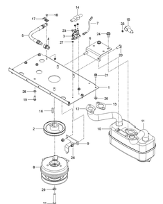 Engine Mounting, Guards And Muffler Diagram and Parts List for (970467701-00)(2020-04) Husqvarna Lawn Mower