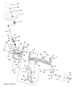 Steering Diagram and Parts List for 2018 Husqvarna Lawn Tractor