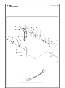 Handle And Controls 2 Diagram and Parts List for  Husqvarna Leaf Blower / Vacuum