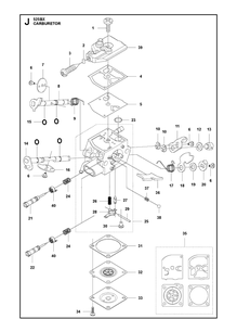 Carburetor Diagram and Parts List for  Husqvarna Leaf Blower / Vacuum