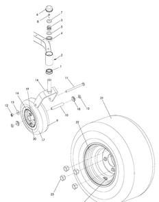 Wheels And Tires Diagram and Parts List for (966038201)(2009-01) Husqvarna Lawn Mower