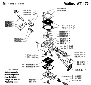Carburetor Details Diagram and Parts List for 19900100001-19914000000 Husqvarna Chainsaw