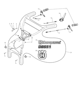 Handle And Controls Diagram and Parts List for DBS51-DBY51 2018-06 Husqvarna Lawn Mower