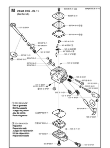 Carburetor 2 Diagram and Parts List for 20010100001-Current Husqvarna Edger