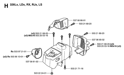 Cylinder Cover Diagram and Parts List for 20070100001-20091800000 Husqvarna Edger
