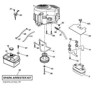 Engine Diagram and Parts List for YTH2246 2018 Husqvarna Lawn Tractor