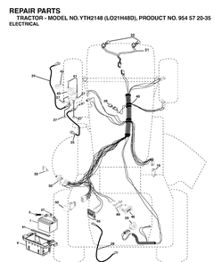 Electrical Diagram and Parts List for 2004-03 Husqvarna Lawn Tractor
