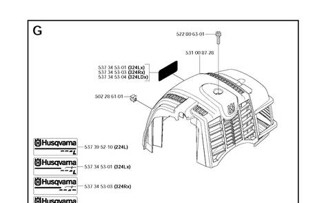 Cylinder Cover Diagram and Parts List for  Husqvarna Edger