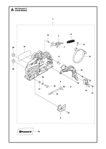 Chain Brake Diagram and Parts List for  Husqvarna Chainsaw