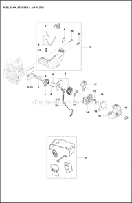 Fuel Tank Diagram and Parts List for  Husqvarna Trimmer