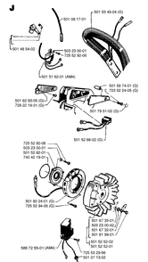 Electrical Diagram and Parts List for  Husqvarna Chainsaw