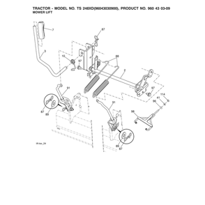 Mower Lift Diagram and Parts List for  Husqvarna Lawn Tractor