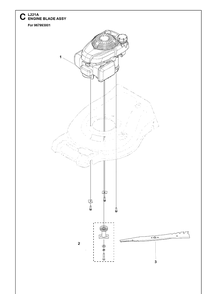 Engine And Cutting Equipment Diagram and Parts List for  Husqvarna Lawn Mower