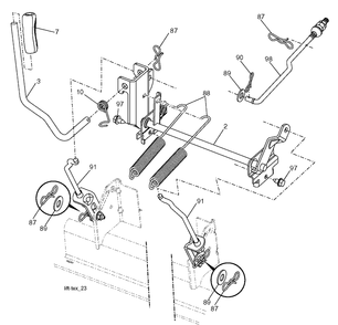 Mower Lift Lever Diagram and Parts List for LGT2654 (96045003701)(2012-09) Husqvarna Lawn Tractor