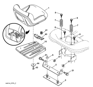 Seat Diagram and Parts List for (96043014201)(2012-12) Husqvarna Lawn Tractor