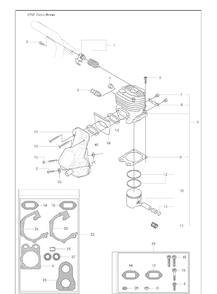 Cylinder Assembly And Muffler And Muffler Mounting Kit And Gasket Kit Diagram and Parts List for 2009-11 Husqvarna Table Saw Accessories