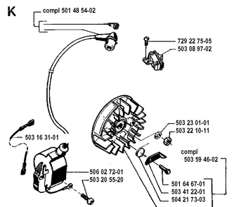 Cylinder Cover Diagram and Parts List for 19900100001-19914000000 Husqvarna Chainsaw