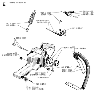 Fuel Tank And Handle Diagram and Parts List for 19993100001-20014000000 Husqvarna Chainsaw