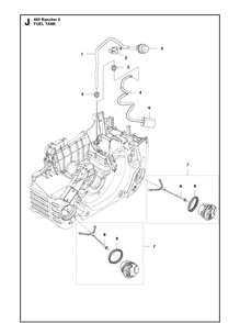 Fuel Tank Diagram and Parts List for RANCHER II Husqvarna Chainsaw