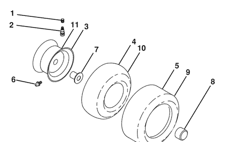 Wheels And Tires Diagram and Parts List for (96043003001)(2008-01) Husqvarna Lawn Mower