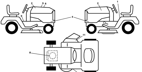 Decals Diagram and Parts List for LTH18538 (917289600)(2010-05) Husqvarna Lawn Mower