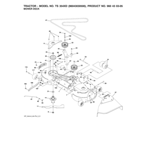 Mower Deck Diagram and Parts List for  Husqvarna Lawn Tractor