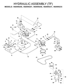 Hydraulic Pump - Motor 2 Diagram and Parts List for IZ5223 (968999208)(2004-09) Husqvarna Lawn Mower