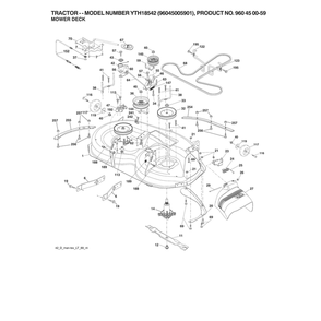 Mower Deck Diagram and Parts List for  Husqvarna Lawn Tractor