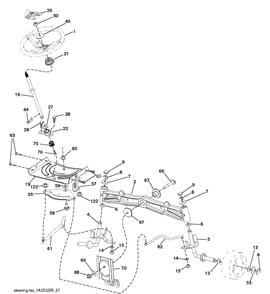 Steering Diagram and Parts List for (96045004700)(2013-08) Husqvarna Lawn Tractor