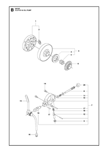 Clutch Oil Pump Diagram and Parts List for 2013-01 Husqvarna Chainsaw