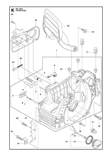 Crankcase Diagram and Parts List for 2011-07 Husqvarna Chainsaw