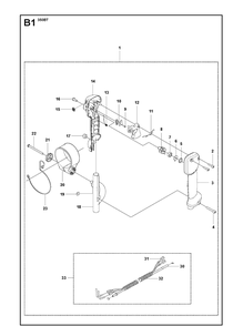 Handle And Controls Diagram and Parts List for  Husqvarna Leaf Blower / Vacuum