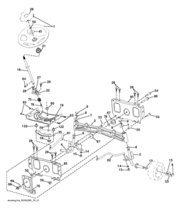 Steering Diagram and Parts List for  Husqvarna Lawn Tractor